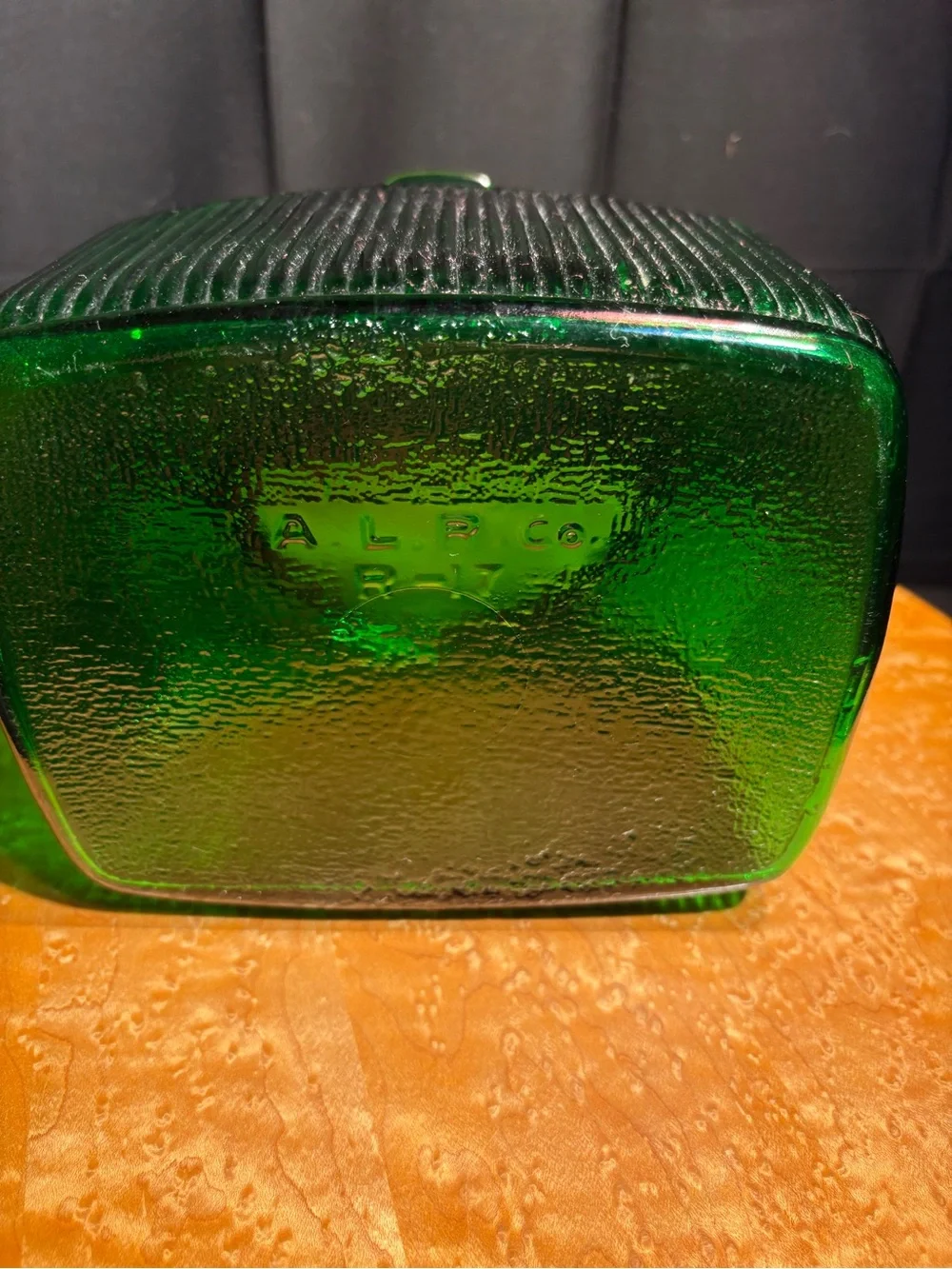 Vintage Green Ribbed Hoosier Glass Spice Canister Jar ALR Co R-17
